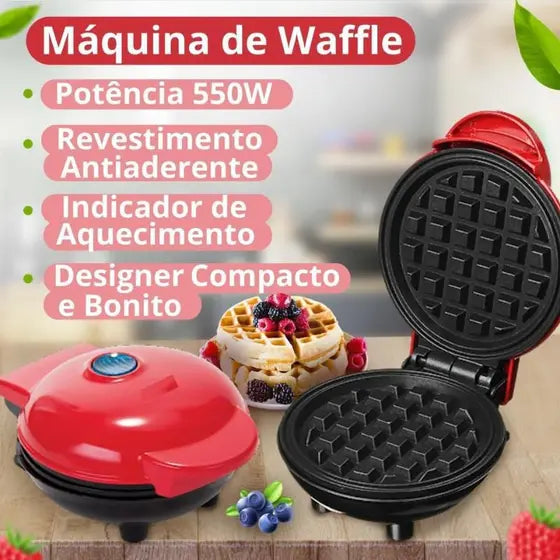 Máquina elétrica prática para fazer panquecas e waffles HFB/cor vermelha