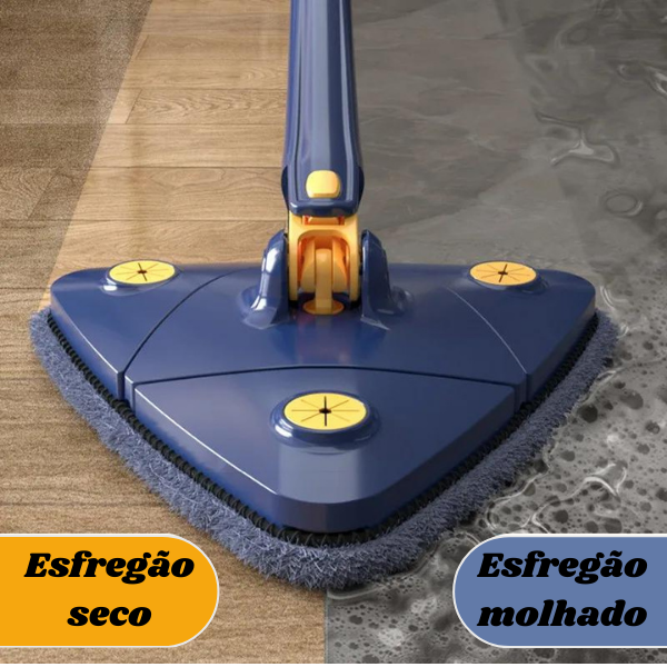 Esfregão triangular 360 rotativo, extensível, ajustável, 110 cm, esfregão de limpeza para banheira, piso, parede, esfregão de limpeza profunda