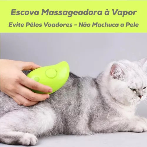 Escova de vapor para gatos e cães 3 em 1