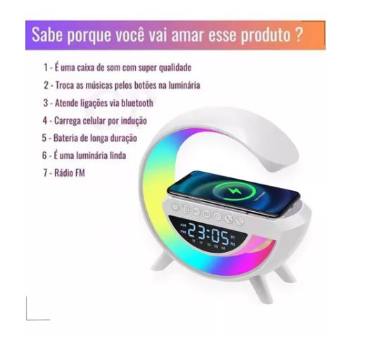 Luz inteligente led carregador sem fio bluetooth alto-falante despertador rgb atmosfera lâmpada quarto decoração lâmpadas luz da noite