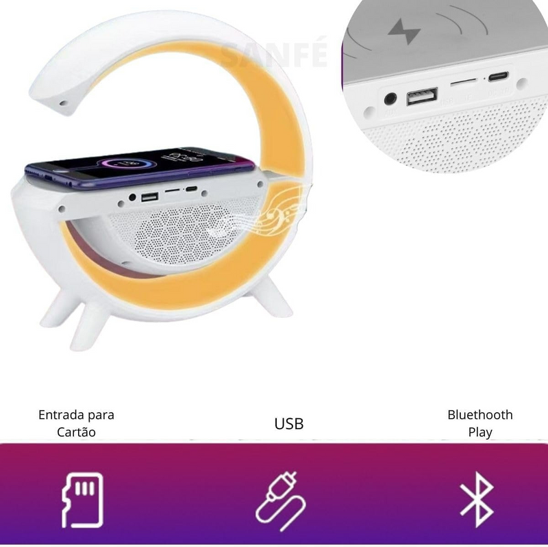 Luz inteligente led carregador sem fio bluetooth alto-falante despertador rgb atmosfera lâmpada quarto decoração lâmpadas luz da noite