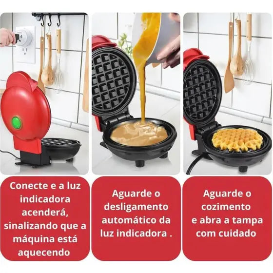 Máquina elétrica prática para fazer panquecas e waffles HFB/cor vermelha